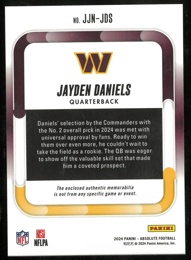 Jayden Daniels /10 Jumbo Towel Absolute 2024 Panini RC Rookie 
