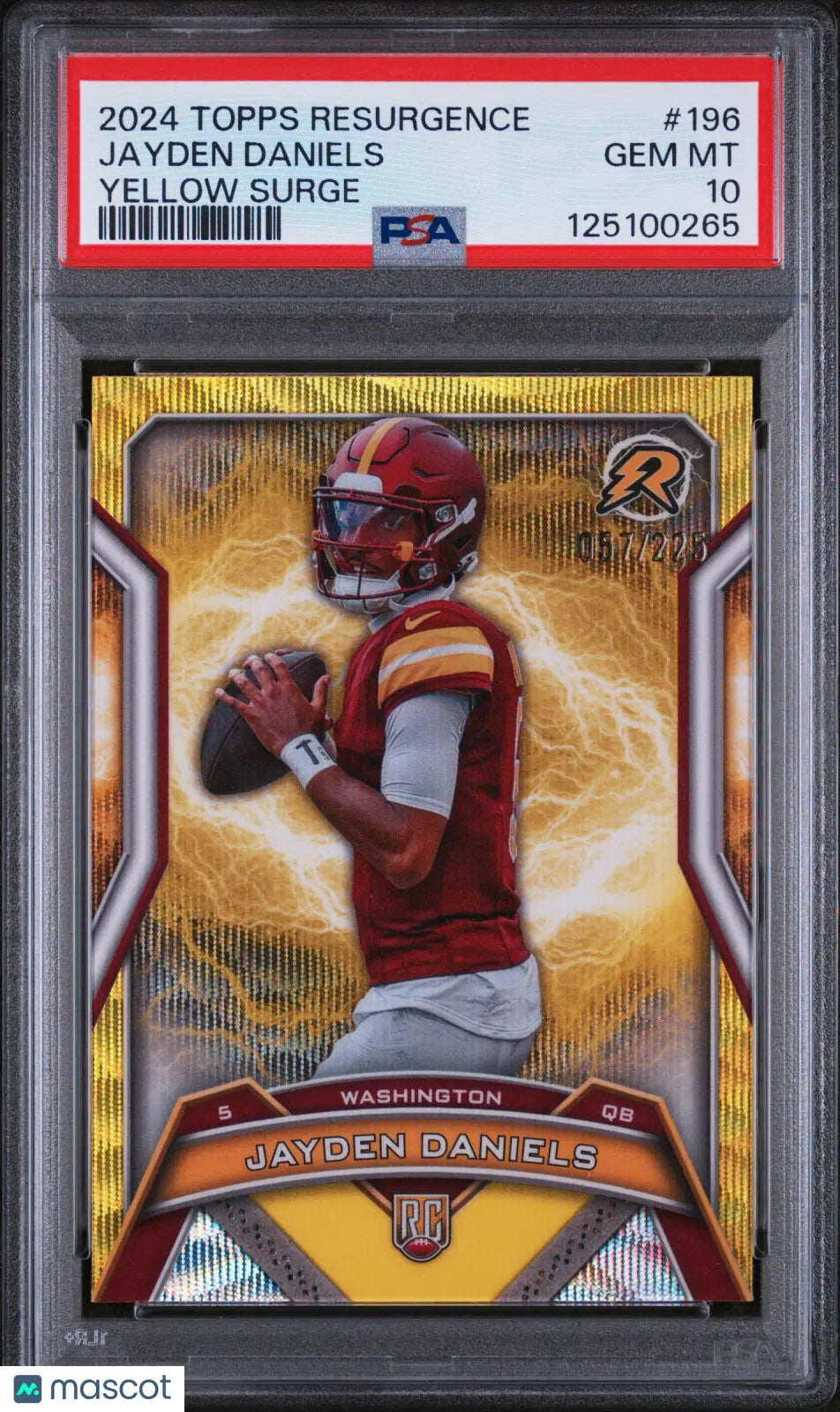 Jayden Daniels PSA 10 Yellow Surge RC Rookie /225 2024 Topps Resurgence 