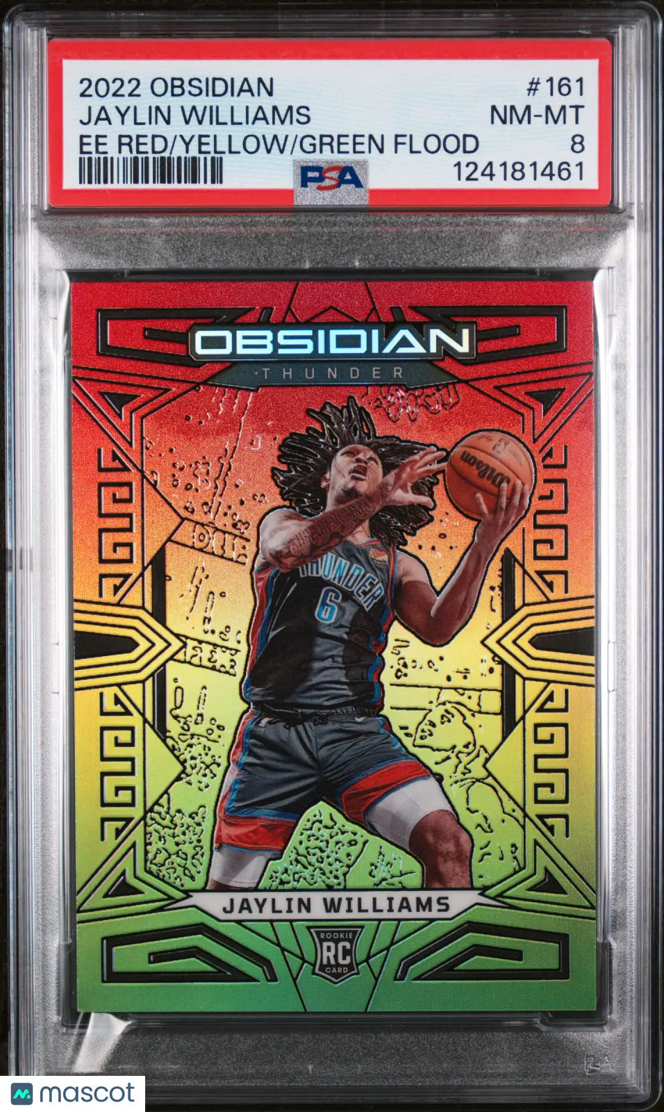 Jaylin Williams RC Rookie /75 Red Yellow Green Flood PSA 8 2022-23 Obsidian 