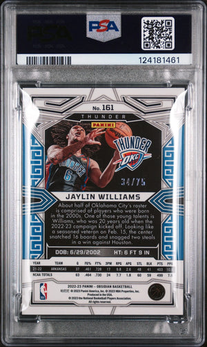 Jaylin Williams RC Rookie /75 Red Yellow Green Flood PSA 8 2022-23 Obsidian 