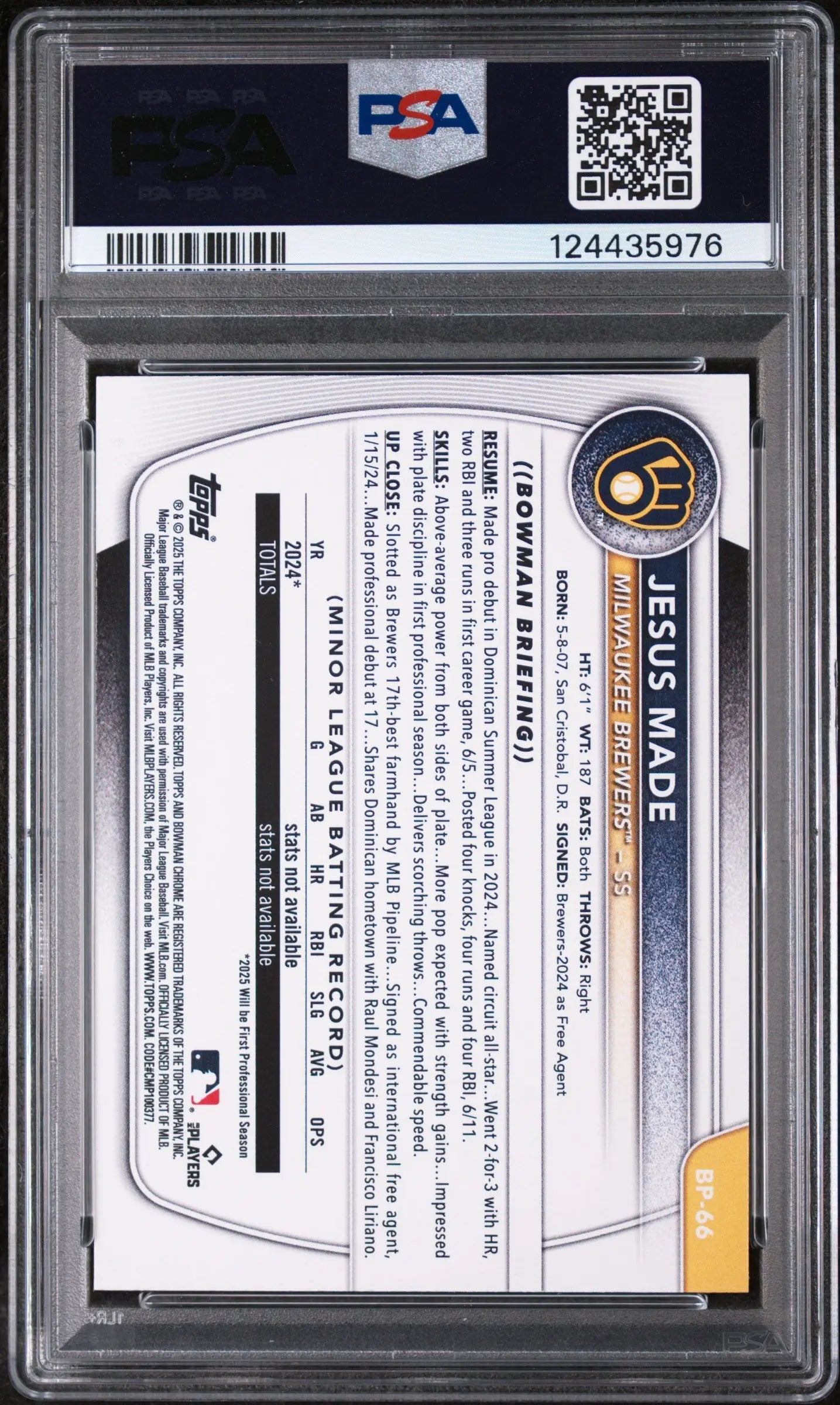 Jesus Made 1st RC Rookie Neon Green /399 PSA 9 2025 Bowman Paper Prospects 