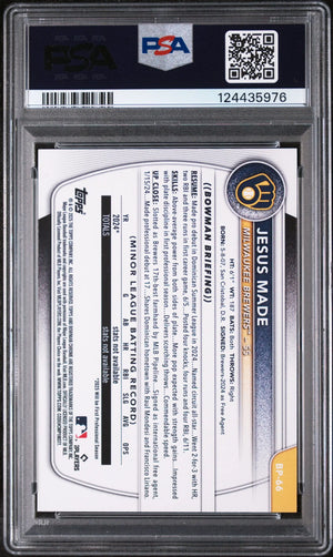 Jesus Made 1st RC Rookie Neon Green /399 PSA 9 2025 Bowman Paper Prospects 