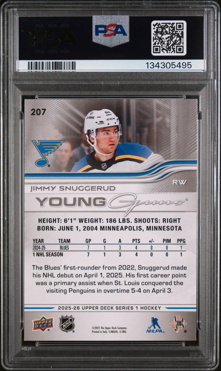 Jimmy Snuggerud PSA 10 Young Guns RC Rookie 2025-26 UD Upper Deck 