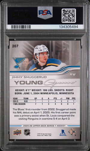 Jimmy Snuggerud RC Rookie PSA 9 2025-26 UD Upper Deck 