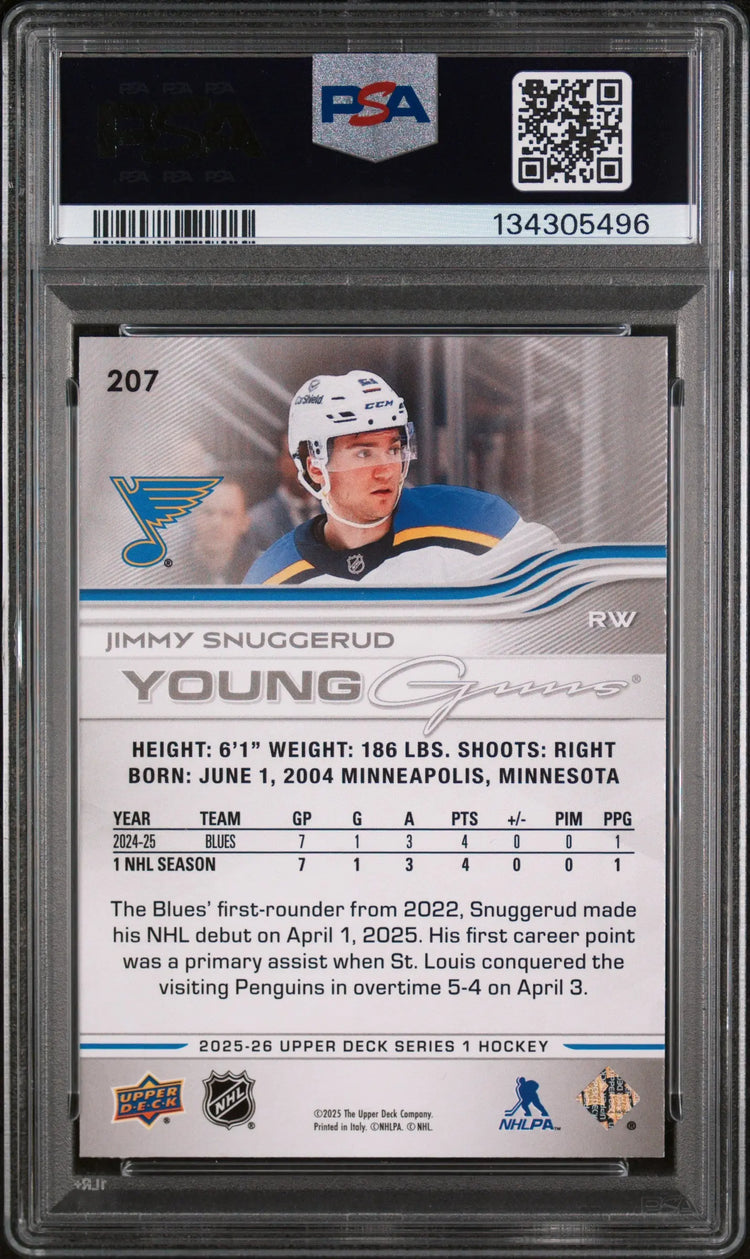 Jimmy Snuggerud Young Guns RC Rookie PSA 9 2025-26 Upper Deck 