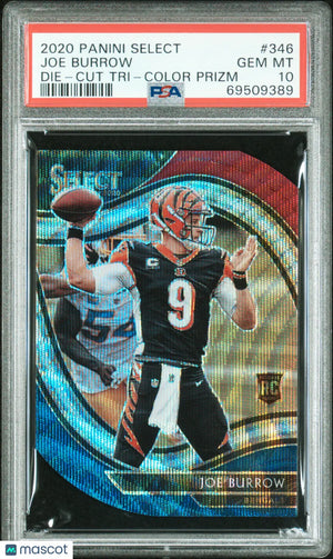 Joe Burrow #346 Die Cut Tri Color Prizm PSA 10 2020 Panini Select 
