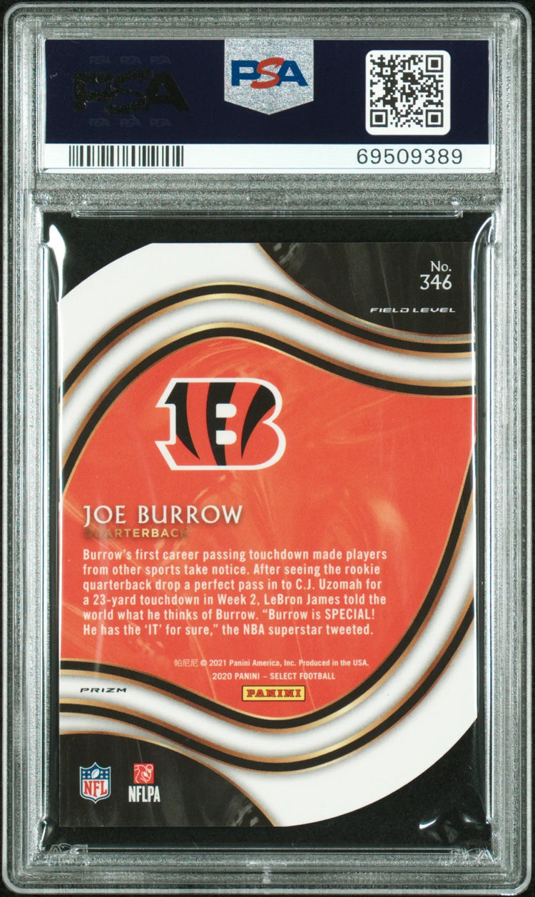 Joe Burrow #346 Die Cut Tri Color Prizm PSA 10 2020 Panini Select 