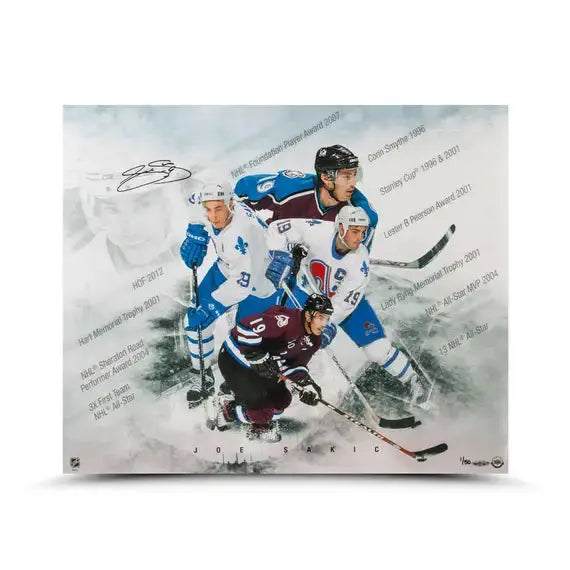 Joe Sakic Autographed “Super Joe” 20 x 24 Photo 