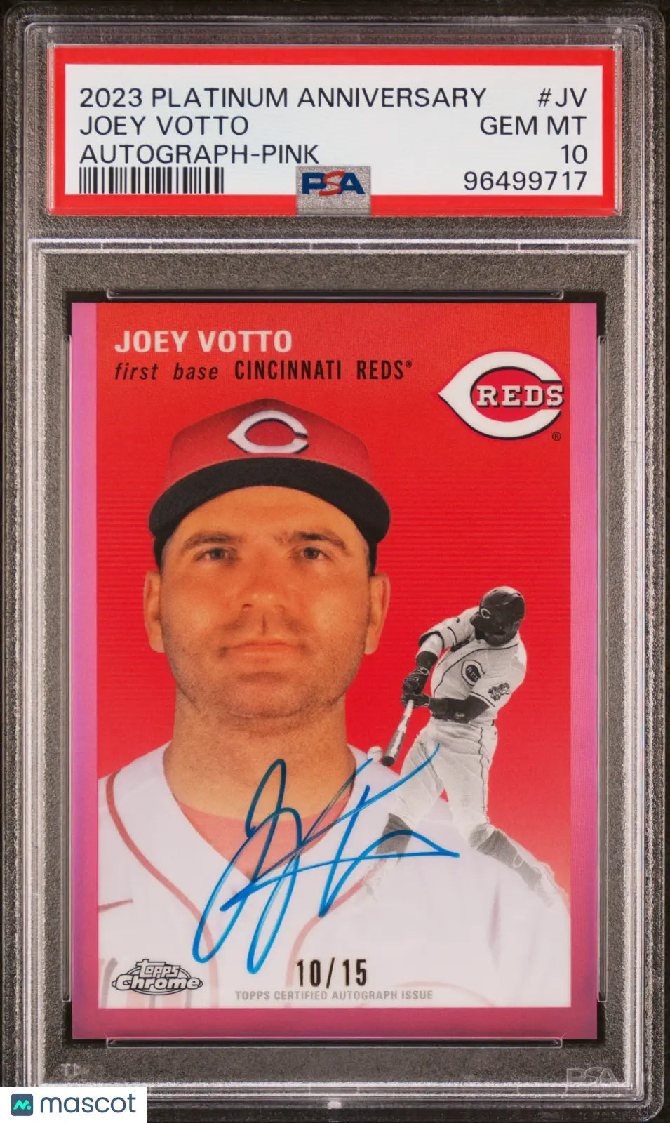 Joey Votto /15 AUTO PSA 10 2023 Platinum Topps Anniversary Pink Autograph 