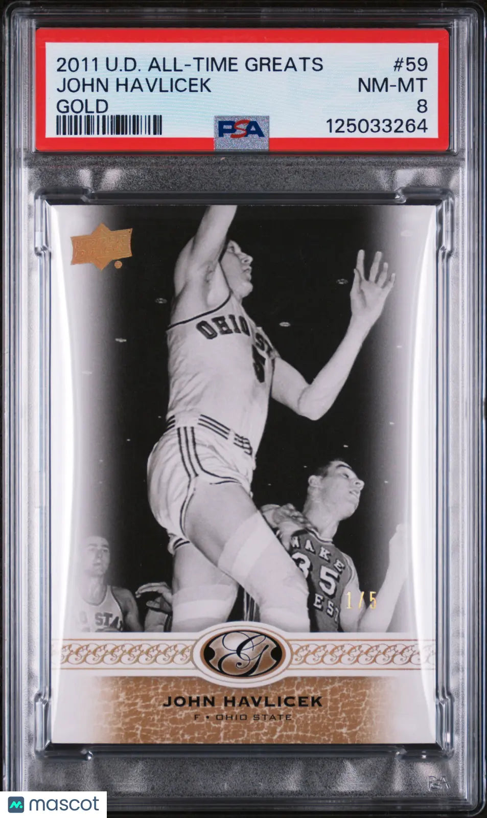 John Havlicek #59 Gold 1/5 PSA 8 /5 2011-12 Upper Deck All-Time Greats 