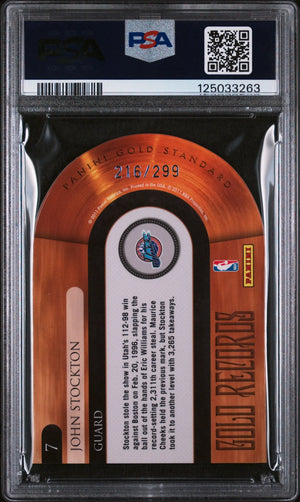 John Stockton #7 /299 PSA 8 2010-11 Panini Gold Standard Gold Records 