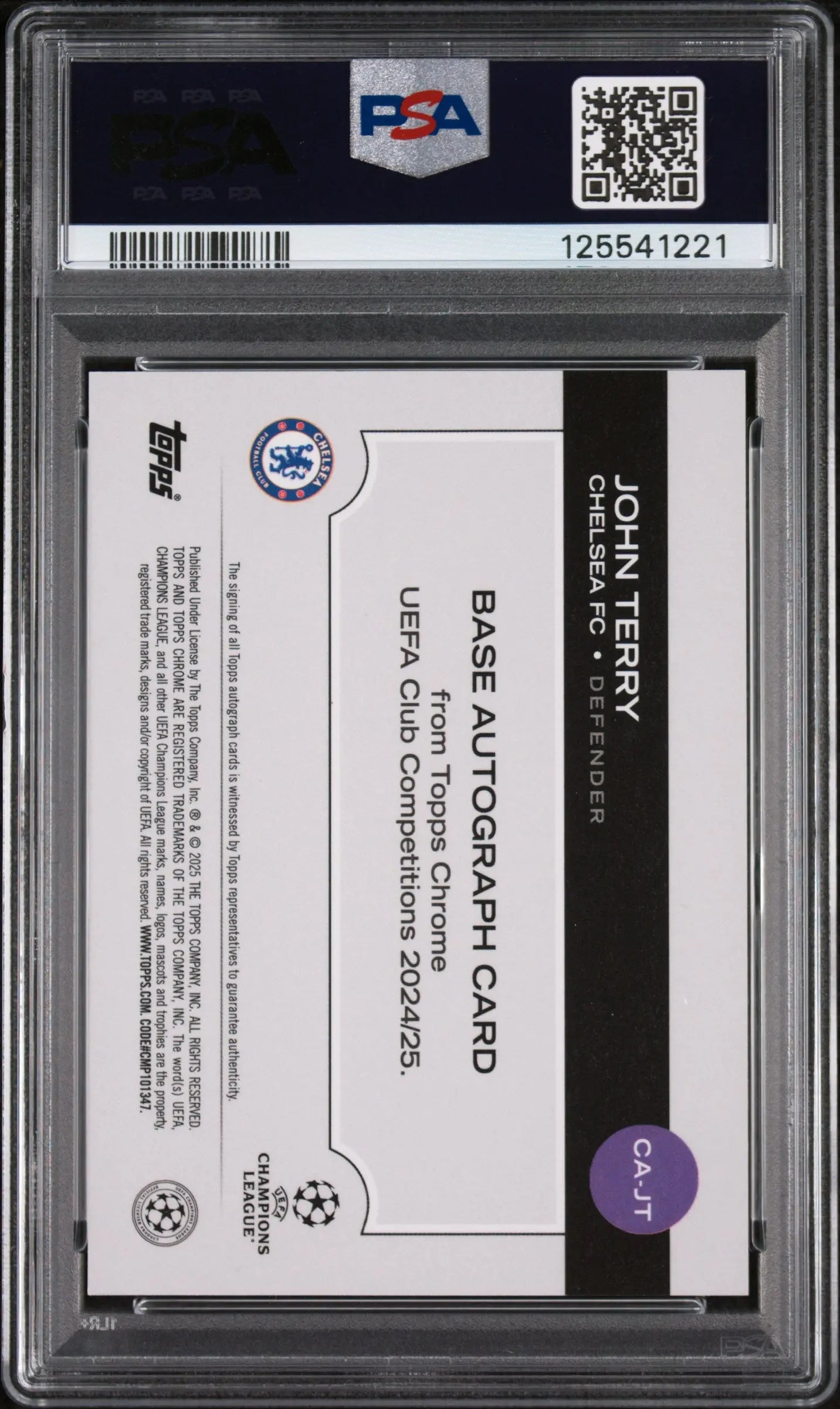 John Terry Pop 2 Auto PSA 10 2024-25 Topps Chrome UCC Autograph /52 Toppsfractor 
