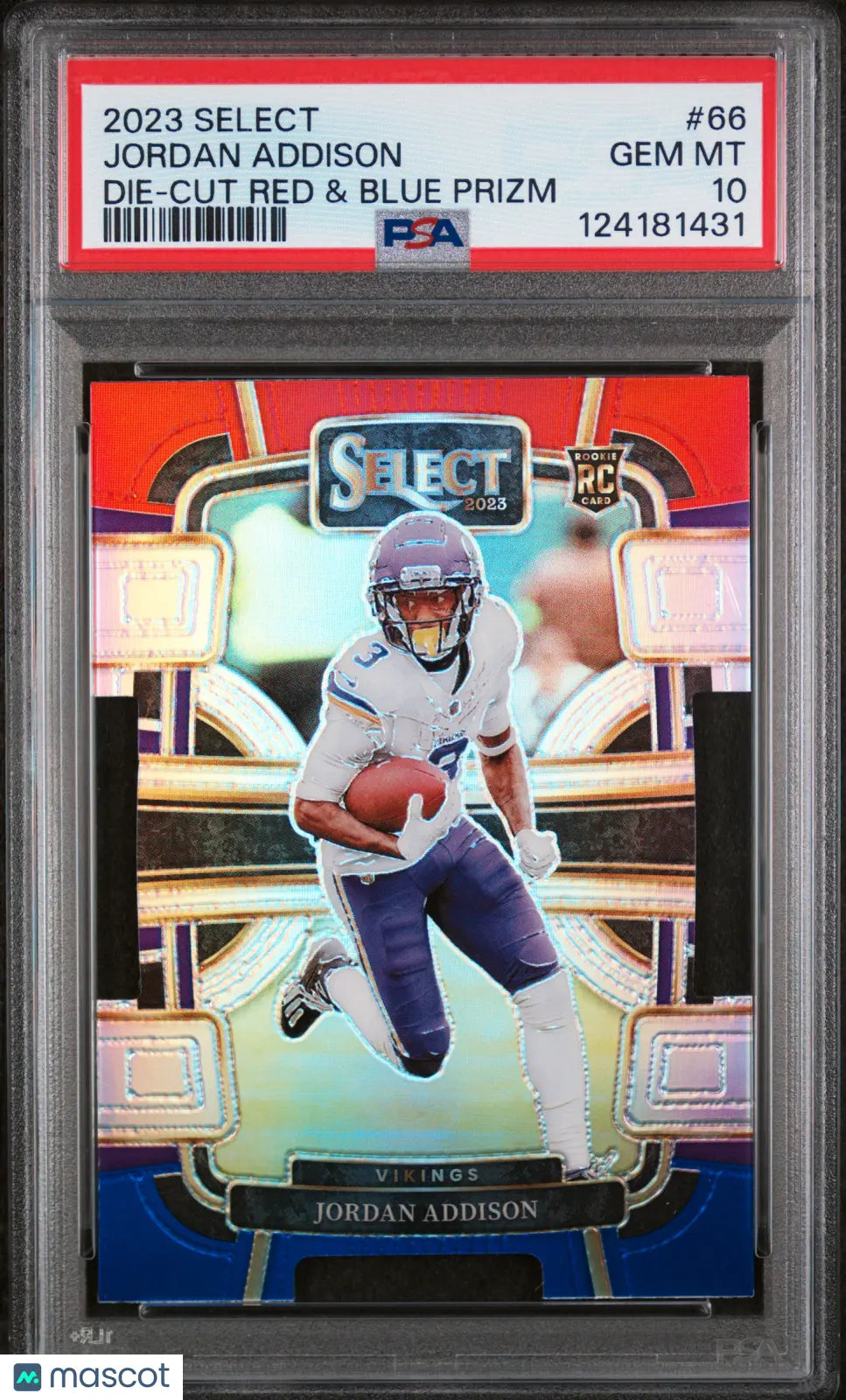 Jordan Addison RC Rookie Die Cut Red & Blue Prizm PSA 10 2023 Panini Select 