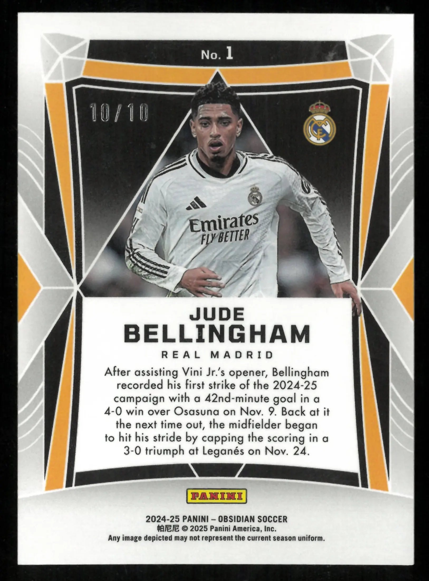 Jude Bellingham Obsidian /10 GOLD 10/10 2024-25 #1 