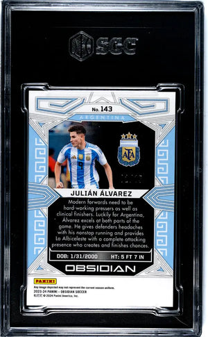 Julian Alvarez /15 Electric Etch Neon Blue Flood SGC 10 GEM MINT 23-24 Obsidian 