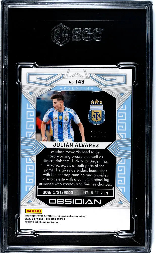 Julian Alvarez /15 Electric Etch Neon Blue Flood SGC 10 GEM MINT 23-24 Obsidian 