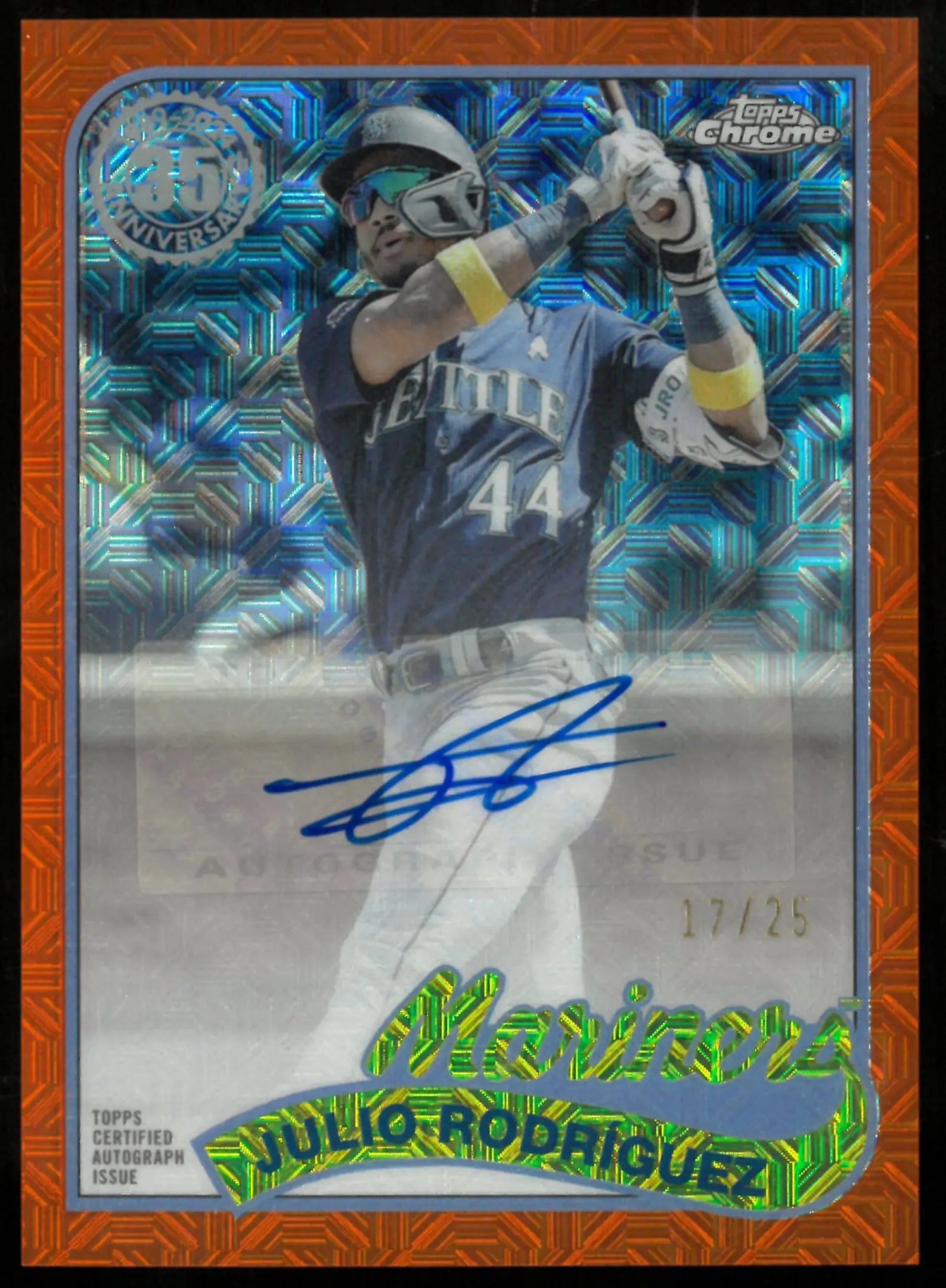 Julio Rodriguez /25 Auto SILVER PACK Orange 2024 Topps Autograph 