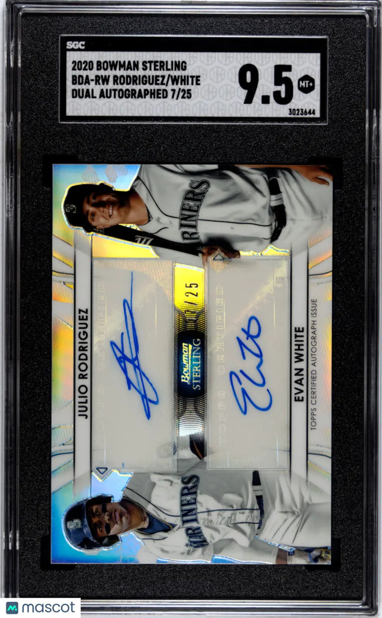 Julio Rodriguez Evan White /25 Dual Auto Sterling 2020 Bowman SGC 9.5 