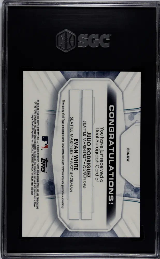 Julio Rodriguez Evan White /25 Dual Auto Sterling 2020 Bowman SGC 9.5 