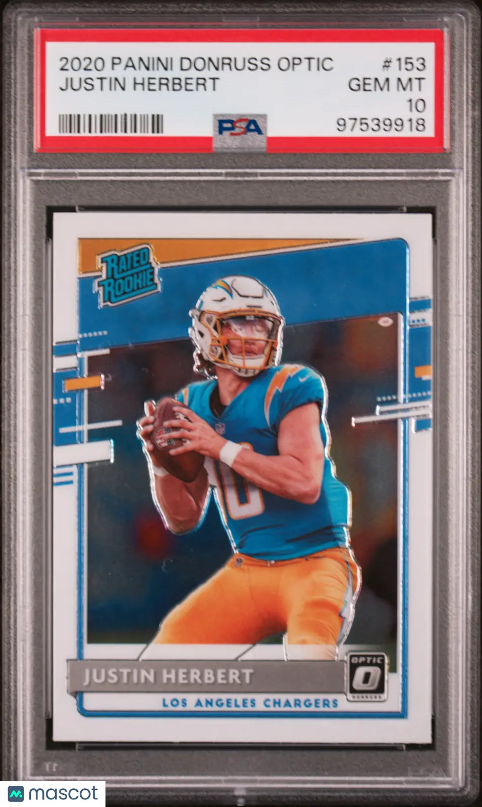 Justin Herbert #153 PSA 10 RC Rated Rookie 2020 Panini Donruss Optic Chargers 