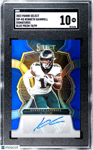Kenneth Gainwell Auto Blue SGC 10 2022 Panini Select Prizm GEM 