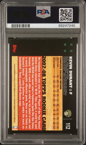 Kevin Durant 2007-08 Topps RC Rookie PSA 8 #112 07-08 Seattle Supersonics 
