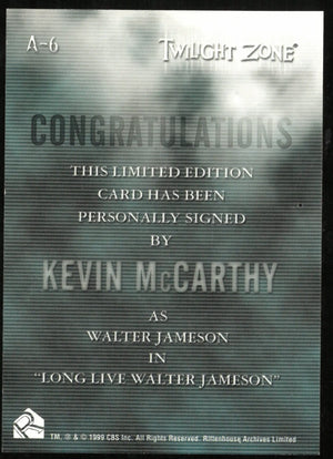 Kevin McCarthy As Walter Jameson Twilight Zone Auto Autograph #A-6 