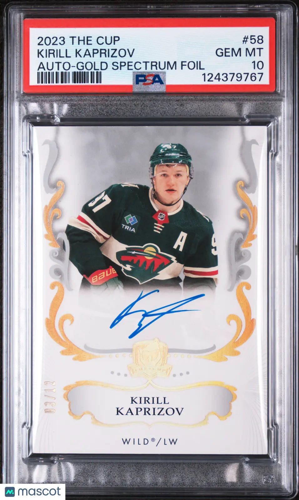 Kirill Kaprizov /12 UD The Cup Autograph Gold Spectrum Foil Auto 2023-24 23-24 