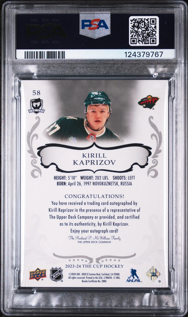 Kirill Kaprizov /12 UD The Cup Autograph Gold Spectrum Foil Auto 2023-24 23-24 