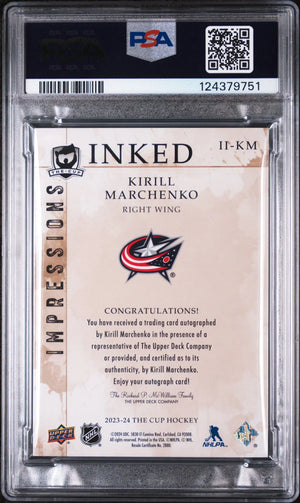 Kirill Marchenko /50 Inked Impressions UD The Cup PSA 10 RC Rookie 2023-24 Auto 