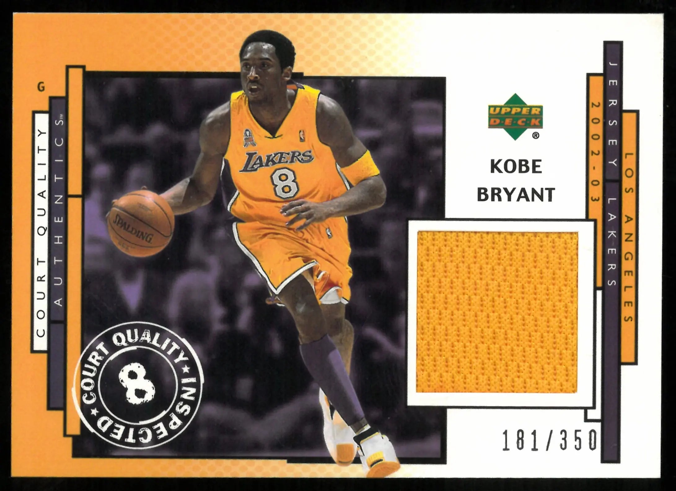 Kobe Bryant /350 2002-03 Jersey UD Court Quality Lakers 