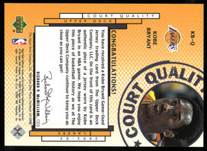 Kobe Bryant /350 2002-03 Jersey UD Court Quality Lakers 