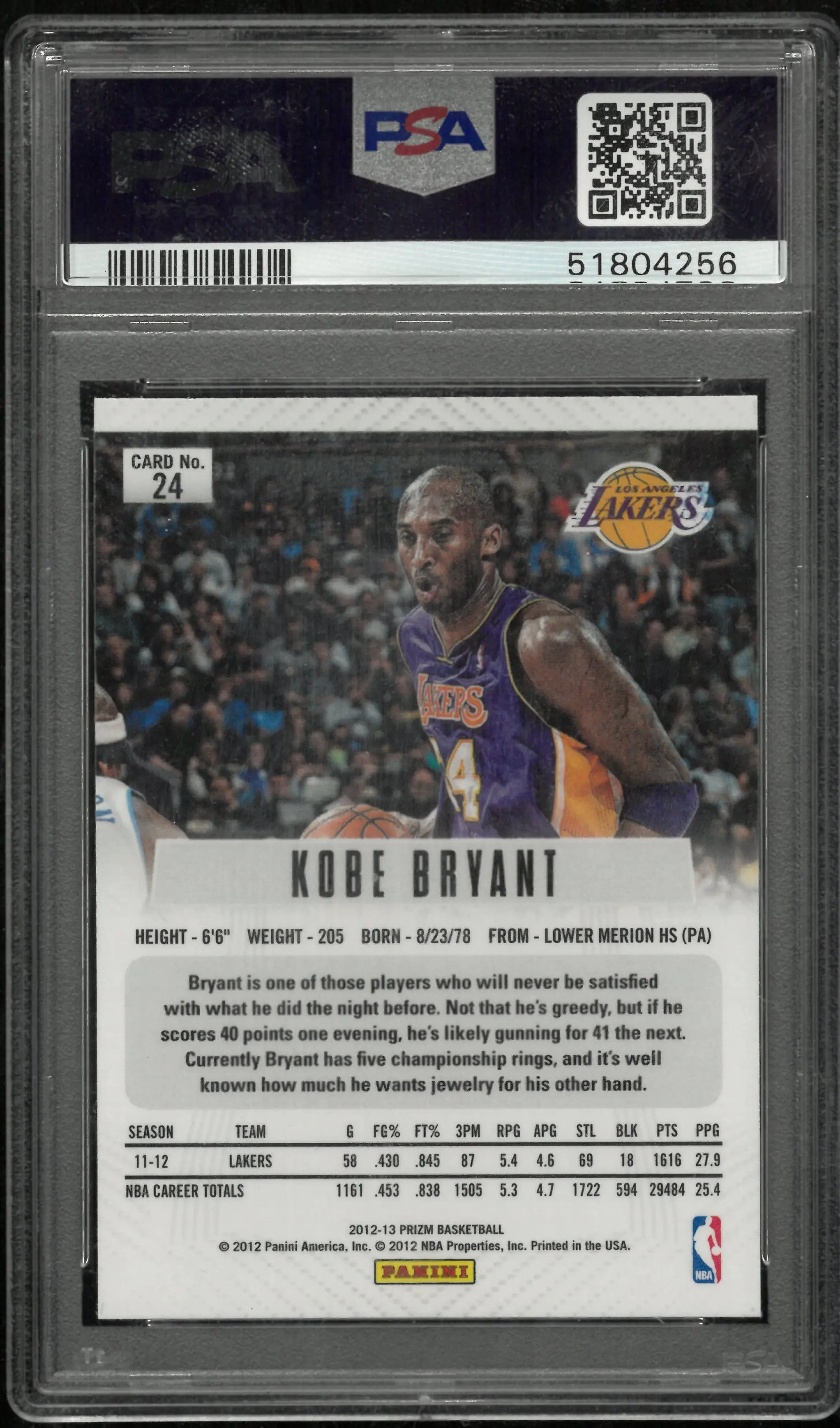 Kobe Bryant #24 PSA 9 2012-13 Panini Prizm 