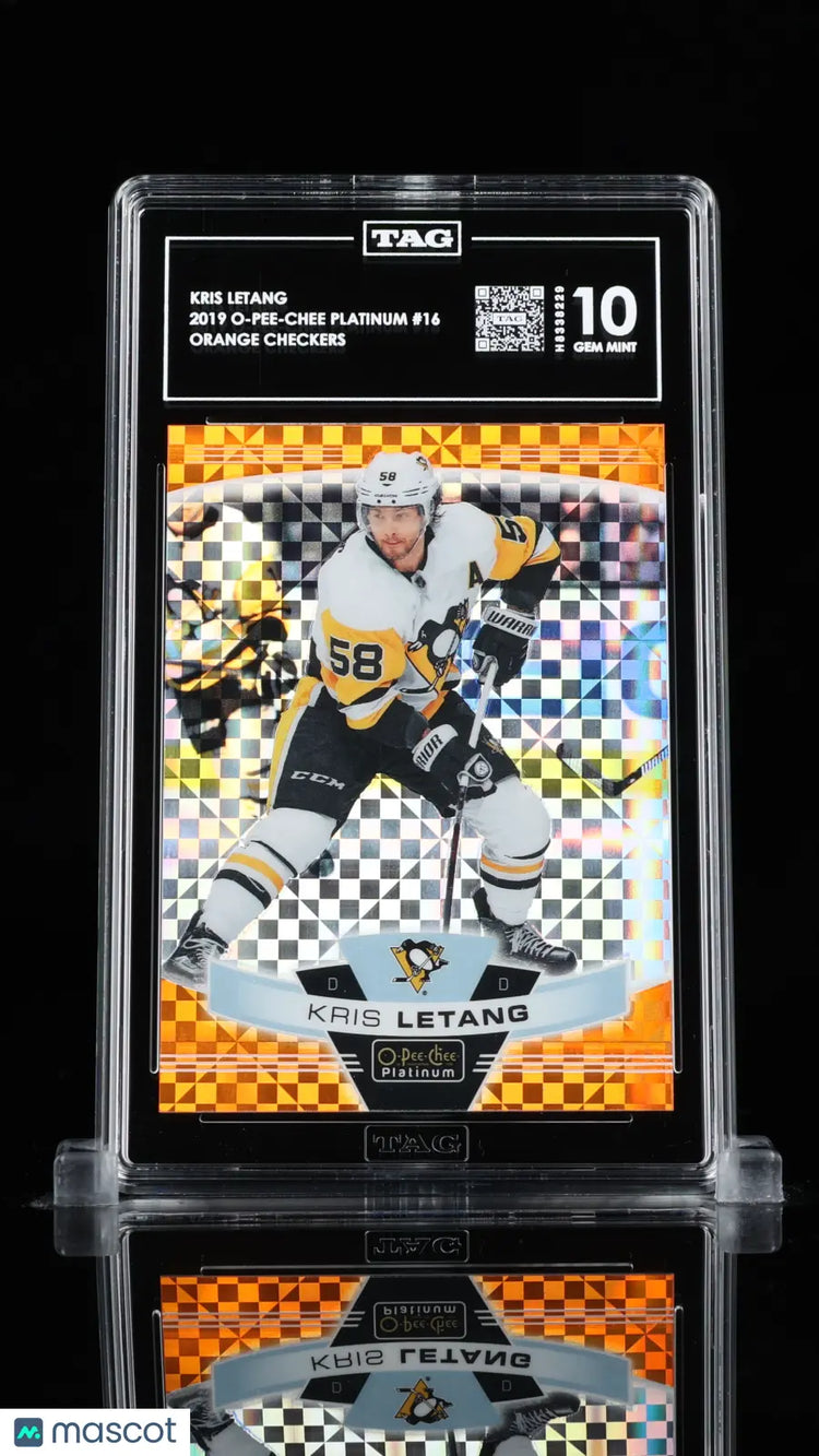 Kris Letang /25 O Pee Chee Platinum 2019-20 Orange Checkers TAG 10 Gem Mint 