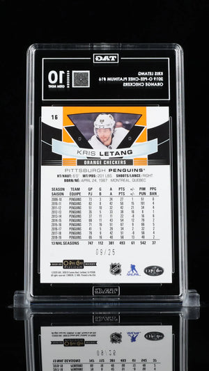 Kris Letang /25 O Pee Chee Platinum 2019-20 Orange Checkers TAG 10 Gem Mint 