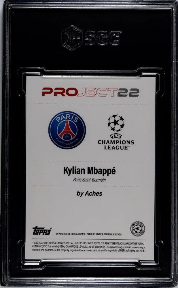 Kylian Mbappe Aches SGC 10 GEM 2022 Topps Project 22 UEFA 