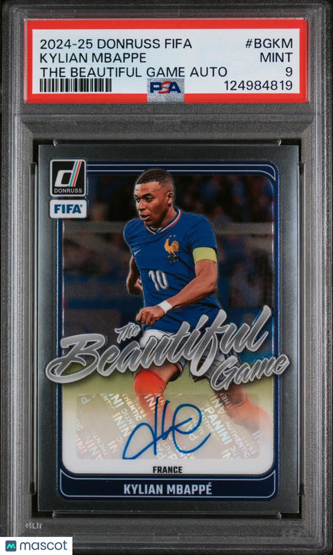 Kylian Mbappe Auto PSA 9 Beautiful Game Autograph 2024-25 Donruss FIFA