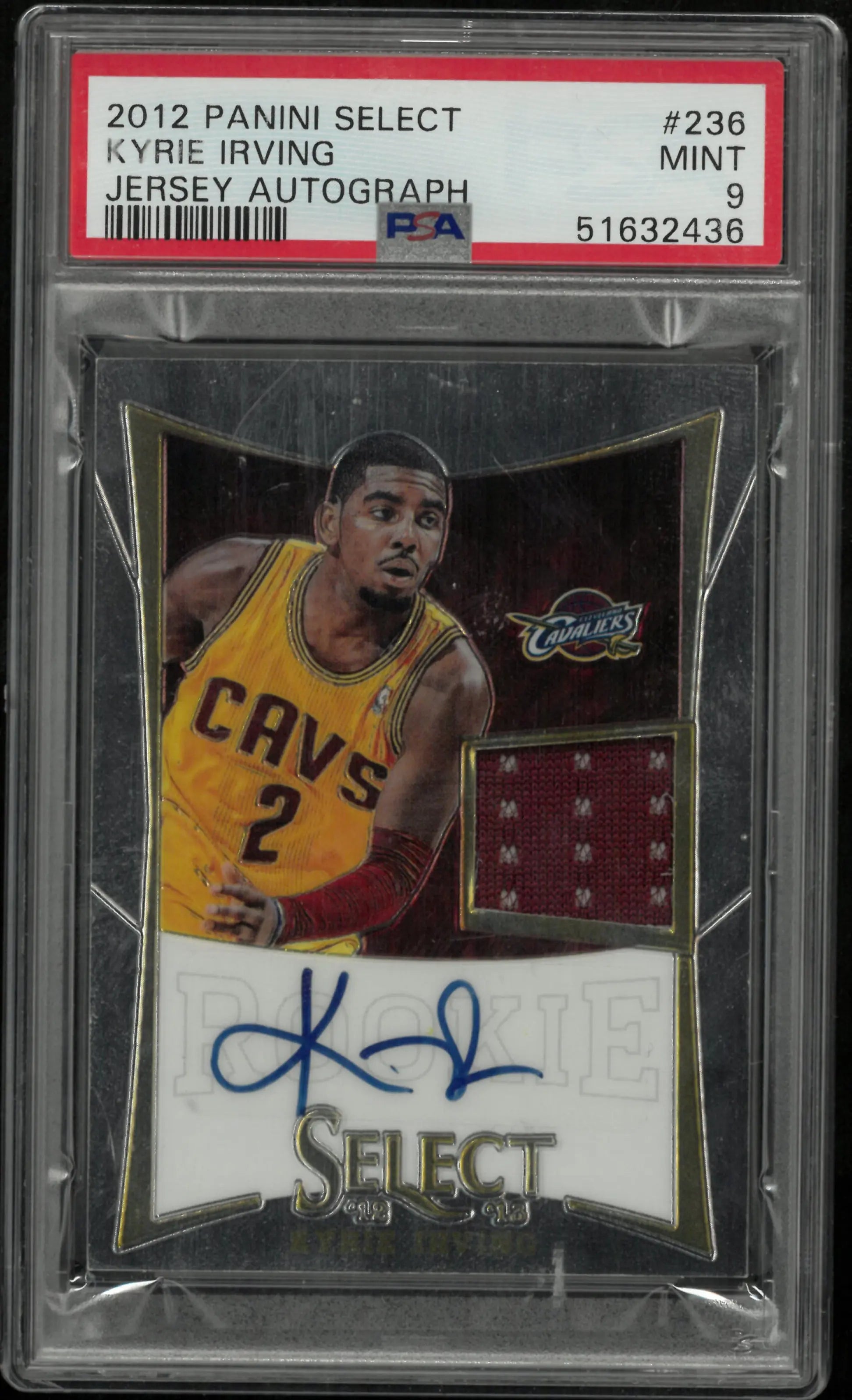 Kyrie Irving RC Auto Jersey PSA 9 2012-13 Select 12-13 Autograph Rookie 