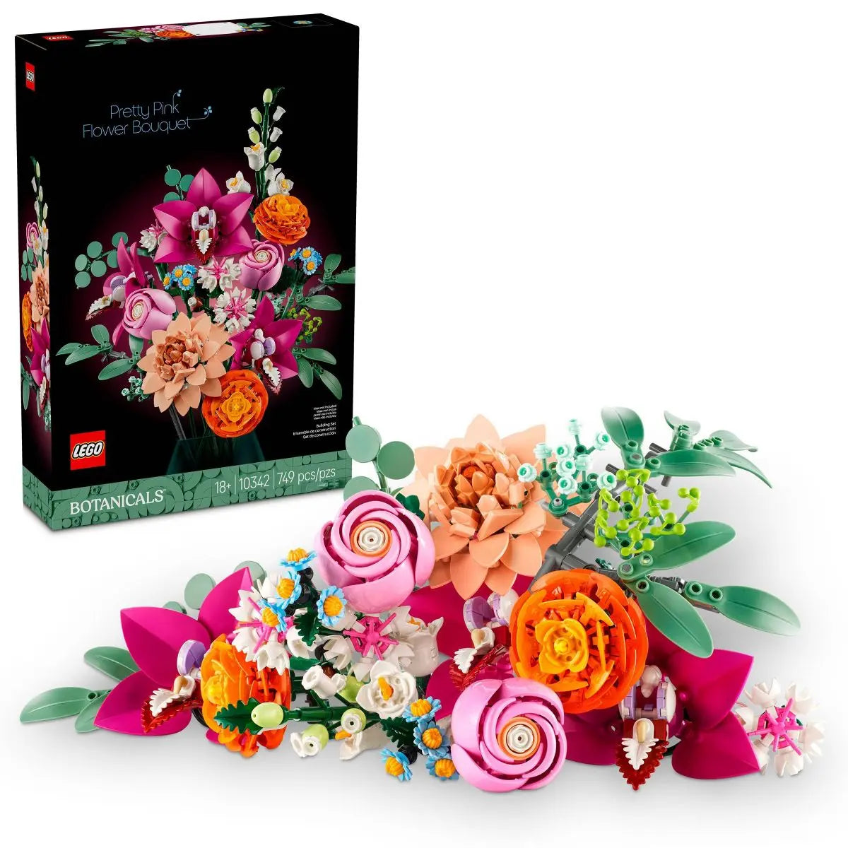 LEGO Botanicals Pretty Pink Flower Bouquet for Home Decor 10342 