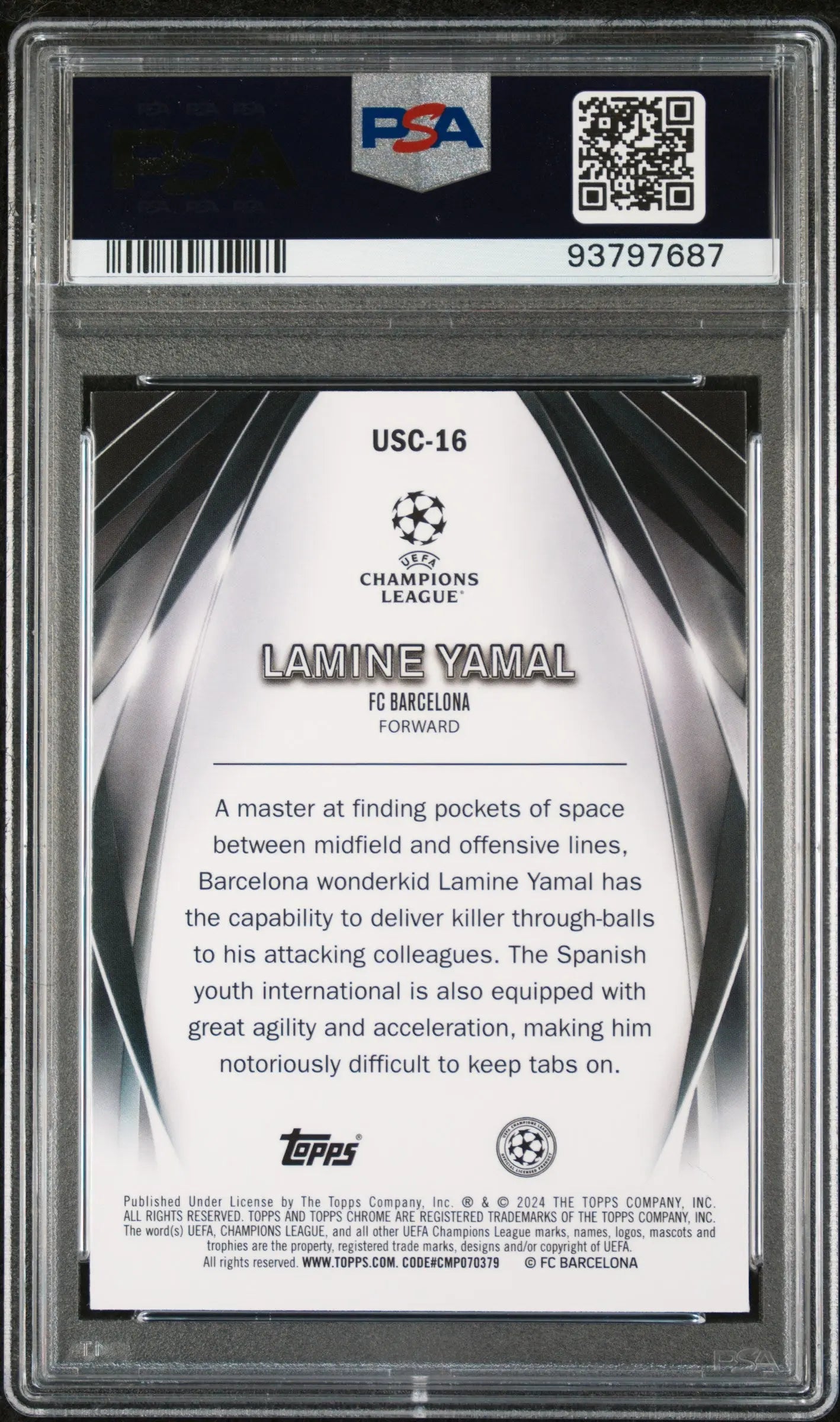 Lamine Yamal PSA 9 RC Rookie 2023-24 Ultimate Stage Topps UEFA Chrome 