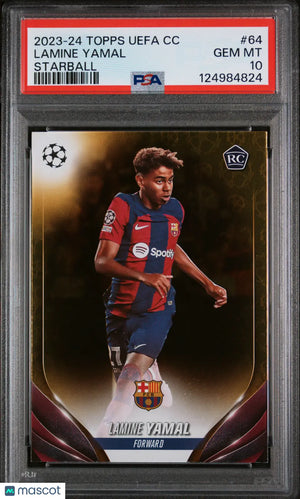 Lamine Yamal RC Rookie Starball PSA 10 2023-24 23-24 Topps UEFA UCC 