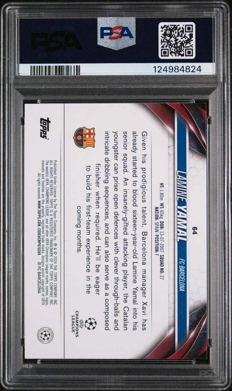 Lamine Yamal RC Rookie Starball PSA 10 2023-24 23-24 Topps UEFA UCC 