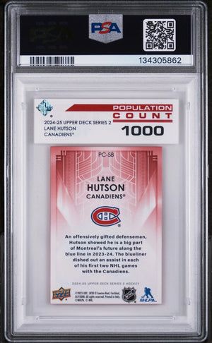 Lane Hutson /1000 PSA 10 RC Rookie 2024-25 Upper Deck Population Count 1000 