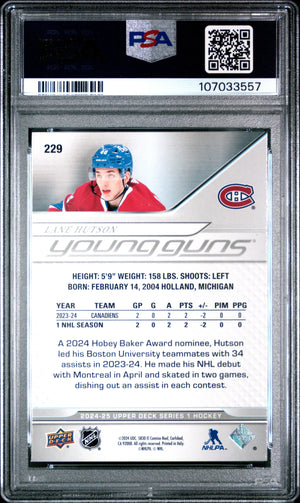 Lane Hutson Young Guns PSA 10 RC Rookie 2024-25 24-25 UD Upper Deck 