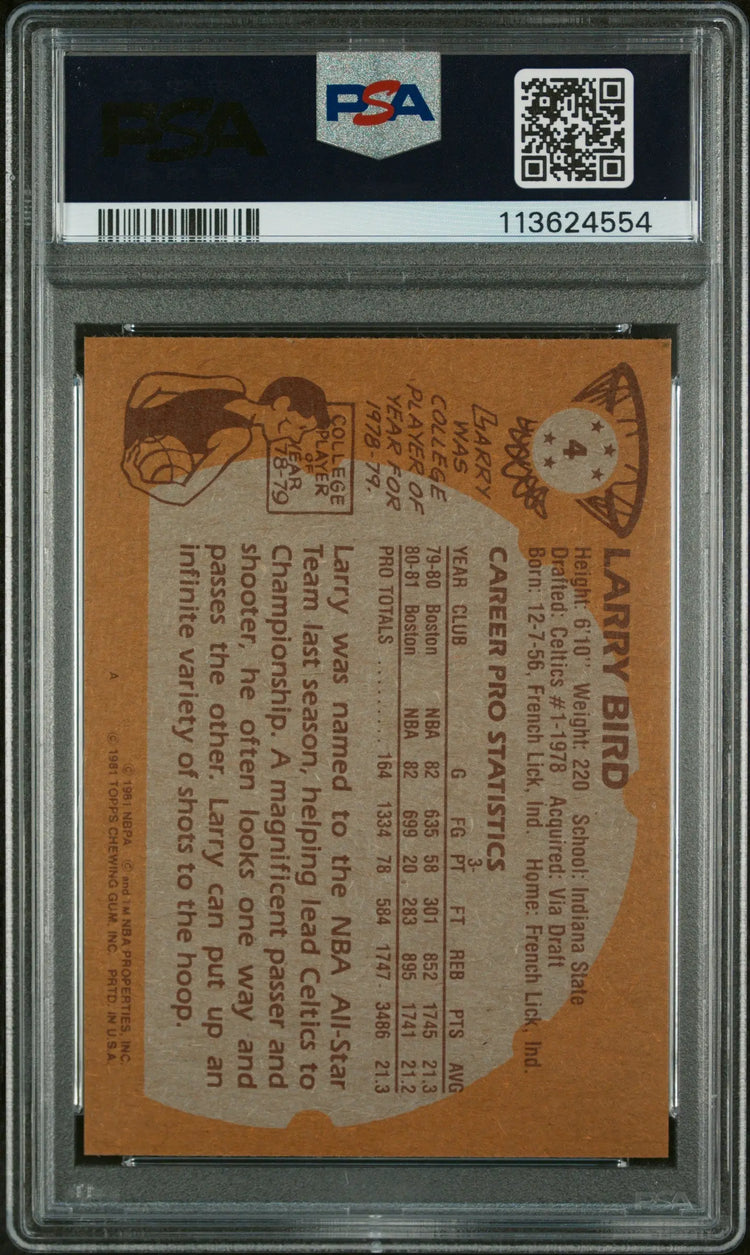 Larry Bird 1981-82 Topps Solo RC 81-82 PSA 8 Boston Celtics 