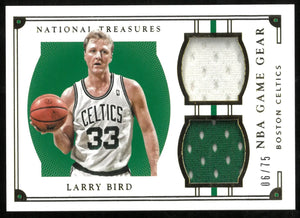 Larry Bird Dual Jersey /75 Game Gear National Treasures CELTICS 