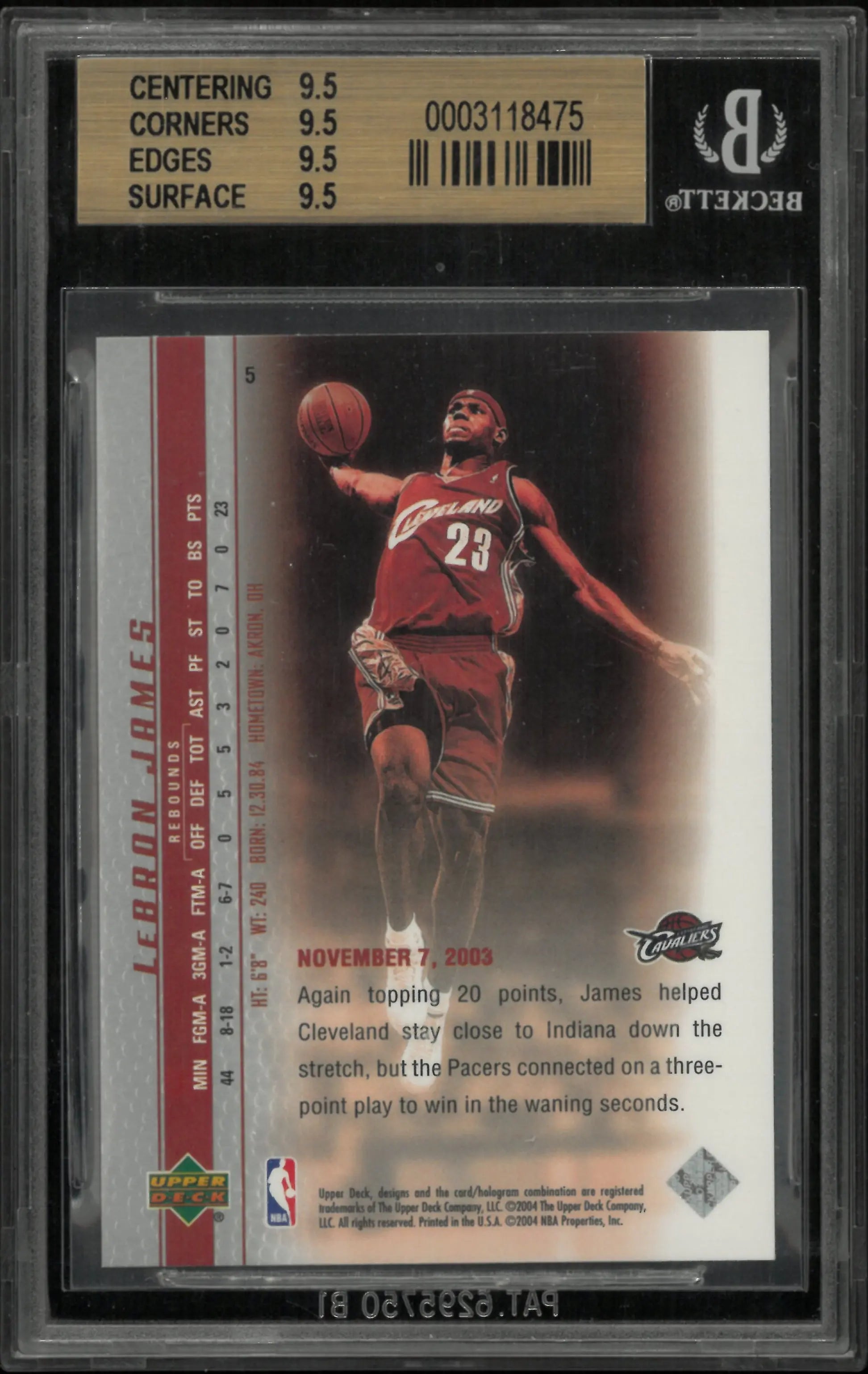 LeBron James 2003-04 BGS 9.5 Rookie Phenomenal Beginnings 03