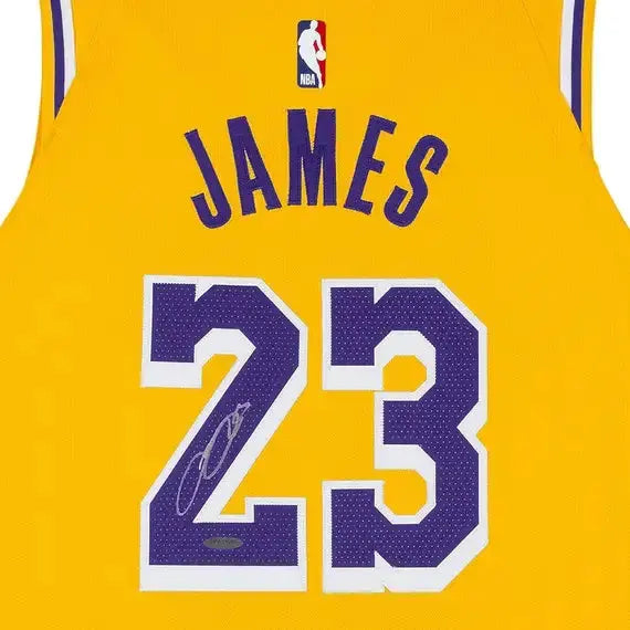 LeBron James Autographed Los Angeles Lakers Icon Edition Authentic Nike Jersey 