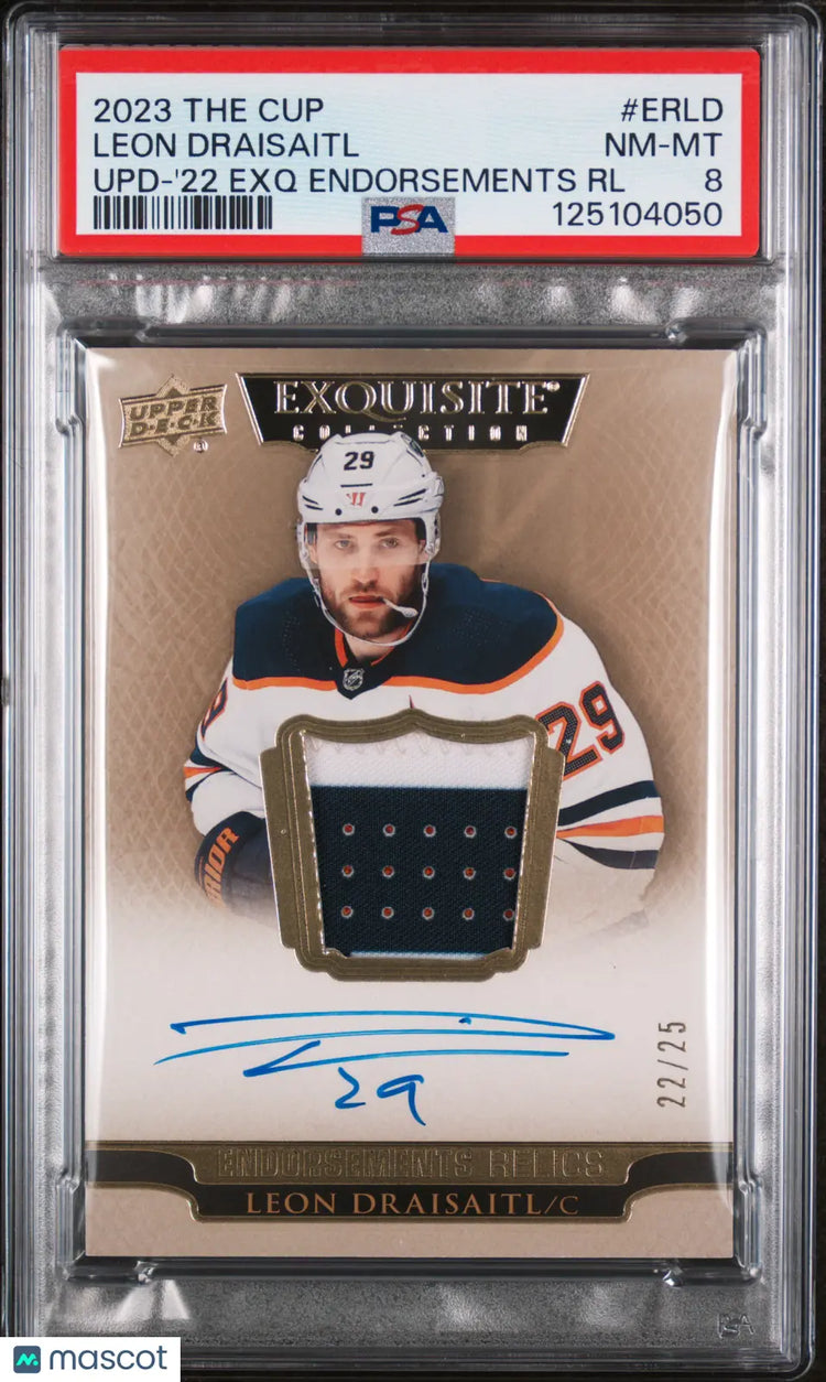 Leon Draisaitl /25 Patch Auto PSA 8 2023-24 UD The Cup Exquisite Endorsements 
