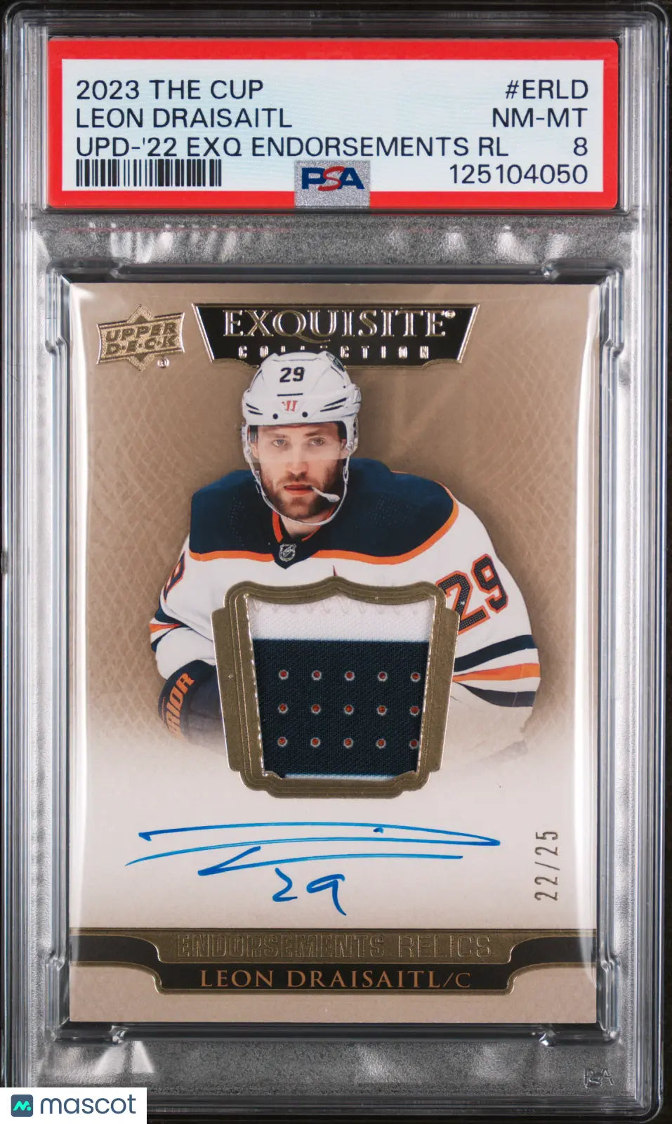 Leon Draisaitl /25 Patch Auto PSA 8 2023-24 UD The Cup Exquisite Endorsements 